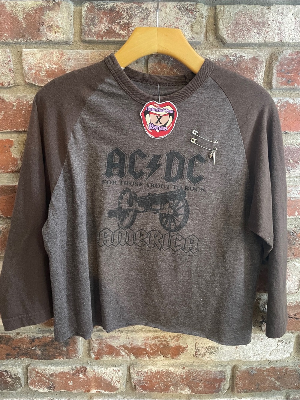 AC/DC Brown Raglan Long Sleeve Women's Tee